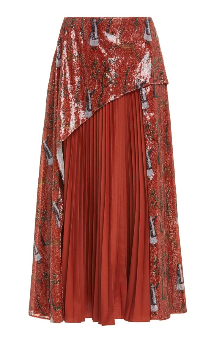 Claudia Li Pleated Panel A-line Skirt