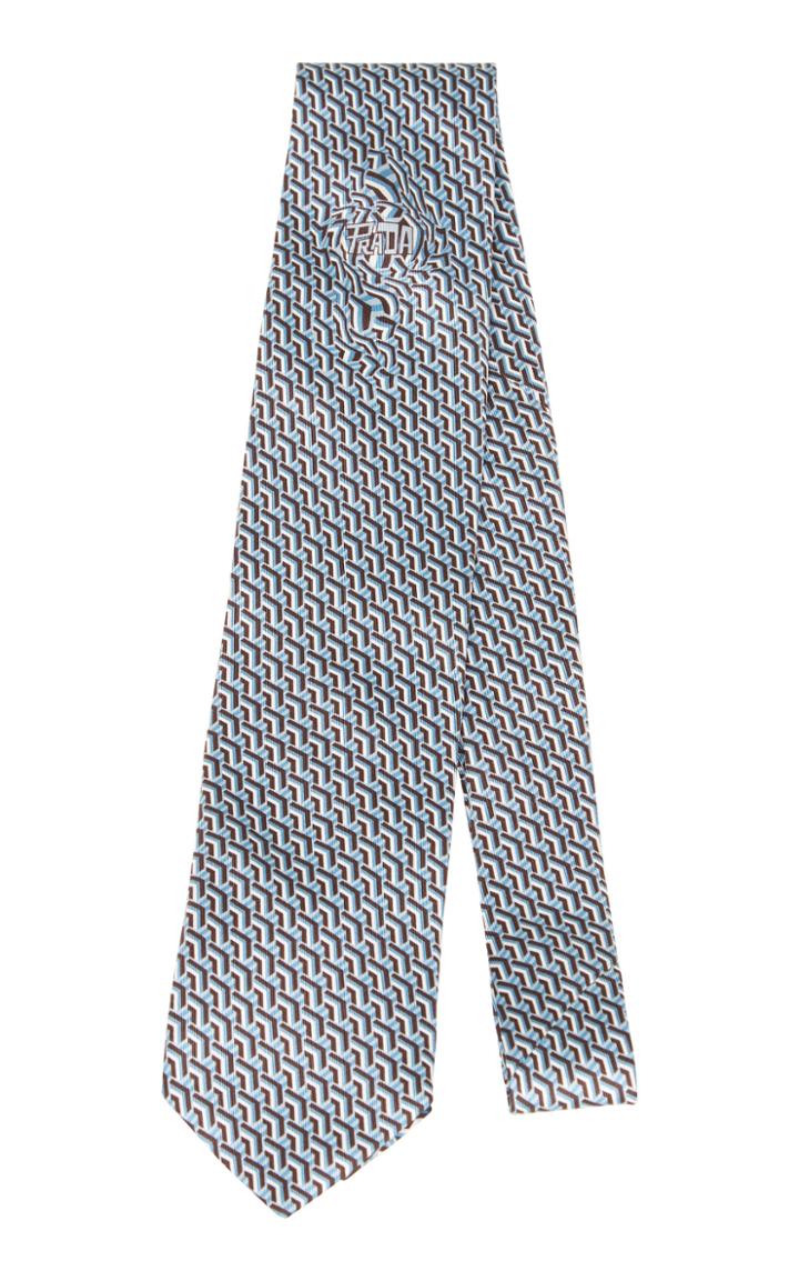 Prada Logo Printed Silk Tie