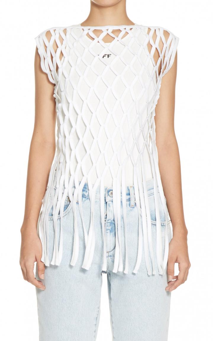 Moda Operandi Off-white C/o Virgil Abloh Rete Open-hole Fringe Tank Size: 36