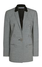 Alexander Wang Leather-trimmed Houndstooth Wool Blazer