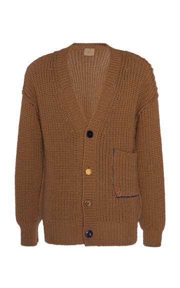 Federico Curradi Mistral Pearl Wool Rib-knit Cardigan Size: S