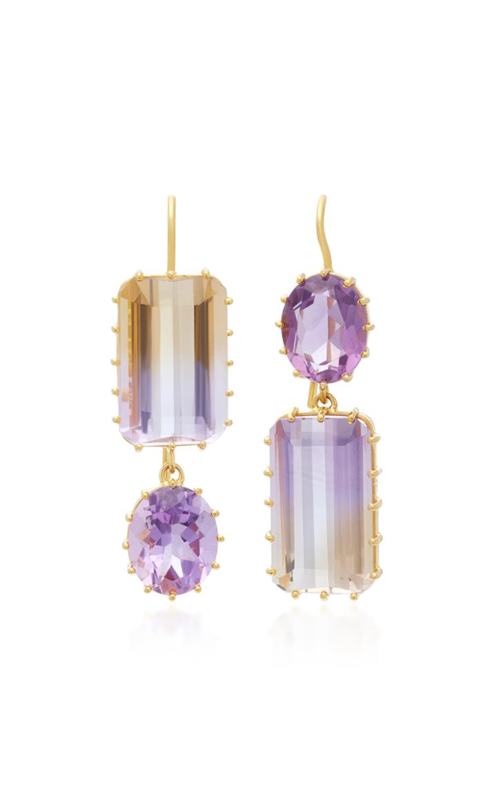Renee Lewis 18k Gold Amethyst And Ametrine Earrings