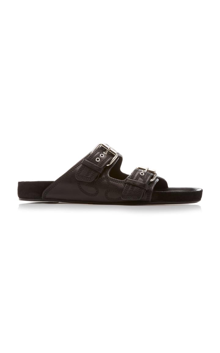 Isabel Marant Lennyo Embroidered Leather Slides