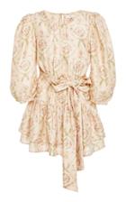 Loveshackfancy Pearla Tie-detailed Floral-print Silk Mini Dress Size: