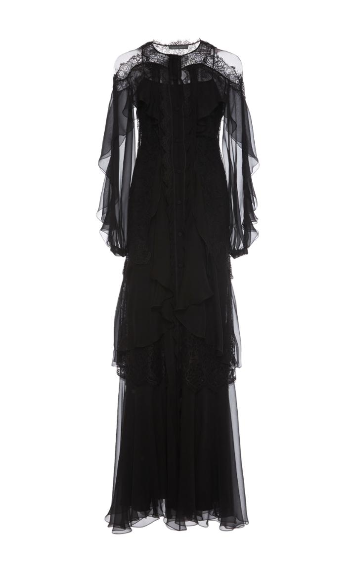 Alberta Ferretti Lace Cold Shoulder Gown