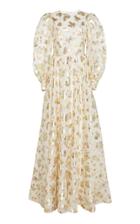 Monique Lhuillier Metallic Floral Organza Gown