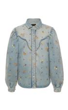 Moda Operandi Alanui Floral-embroidered Denim Shirt