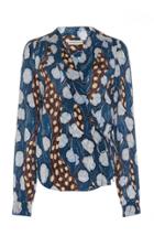 Alexandre Blanc Patterned Silk Wrap Blouse