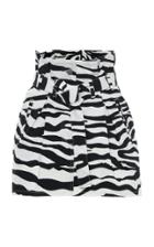 The Attico Printed Belted Cotton-twill Mini Skirt