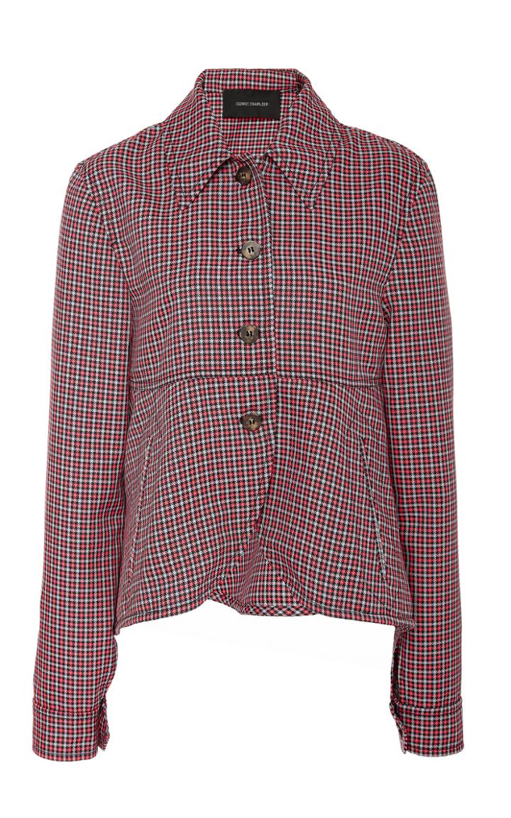 Cdric Charlier Collared Plaid Twill Swing Jacket