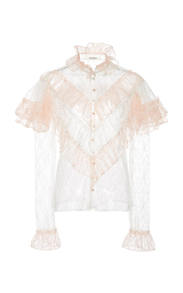 Rodarte Floral Tulle Ruffle Blouse
