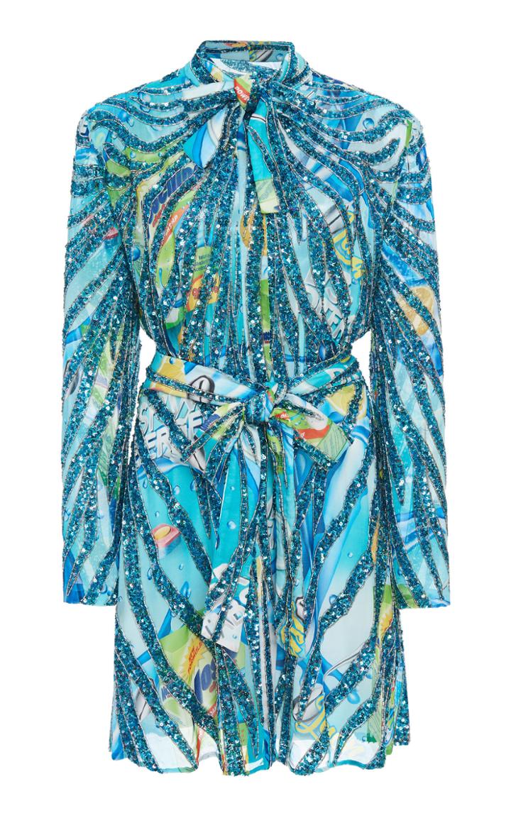 Moschino Printed Tie-accented Dress