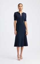 Moda Operandi Oscar De La Renta Tie-back Contrast Stitched Wool-blend Midi Dress