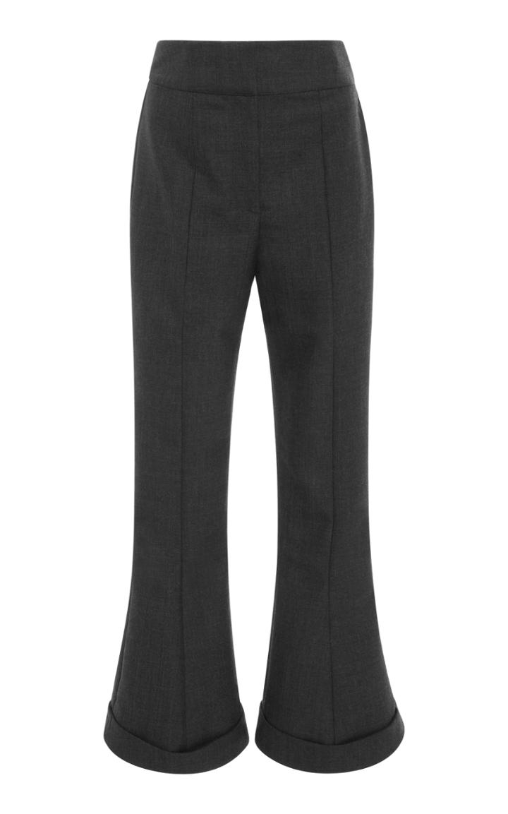 Jacquemus Flared Folded Cuff Cropped Wool-blend Pant