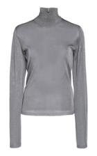 Max Mara Pietra Metallic Knit Turtleneck Top