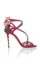 Dolce & Gabbana Floral-appliqud Suede Sandals