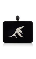 Oscar De La Renta Crystal Bird Velvet Box Clutch