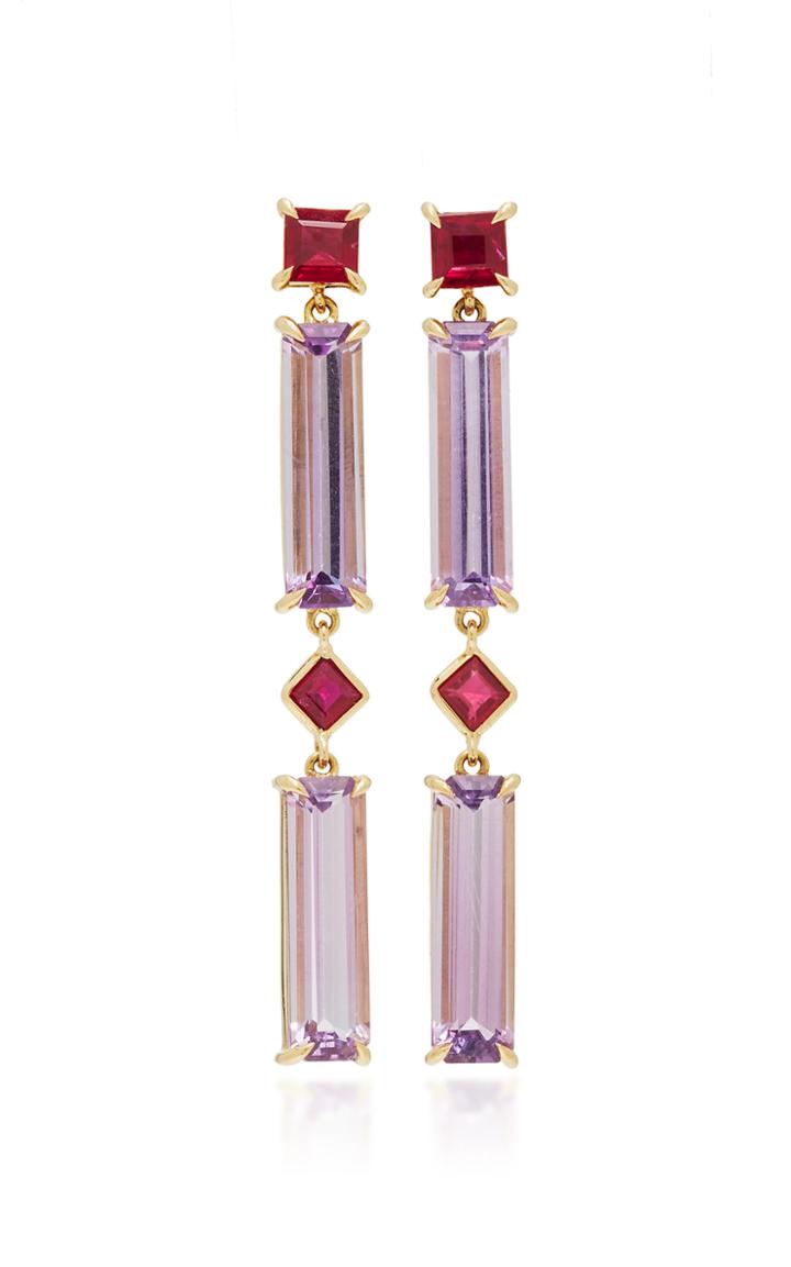 Yi Collection 18k Gold Ruby And Amethyst Earrings