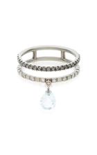 Diane Kordas Double Diamond Band Ring With Sky Blue Topaz Drop