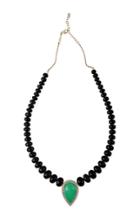 Moda Operandi Jacquie Aiche Pave Large Teardrop Chrysoprase Onyx Beaded Necklace