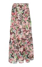 Monique Lhuillier Printed Tiered Maxi Skirt