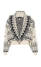 Alanui Rainy Mountains Fringe-trimmed Patterned Jacquard Cropped Sweater