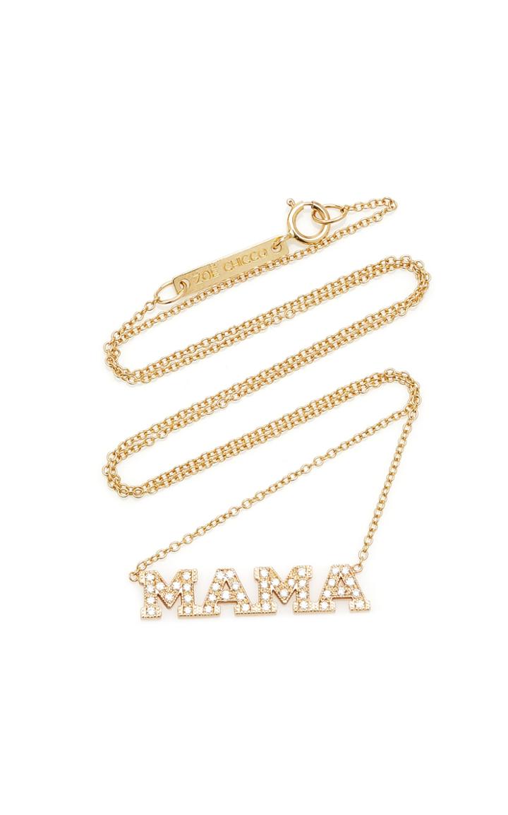 Moda Operandi Zoe Chicco 14k Yellow Gold 4 Letter Pave Diamond Word Necklace