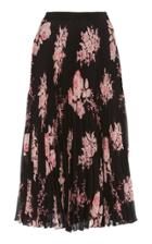 Giambattista Valli Floral Pleated Silk Midi Skirt