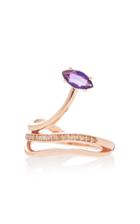 Bea Bongiasca Gloriosa Lily 9k Rose Gold Amethyst And Diamond Ring