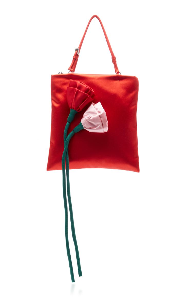Prada Flower Embellished Raso Mini Top Handle Bag