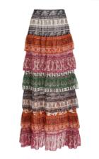 Zimmermann Amari Tiered Cotton & Silk Blend Maxi Skirt