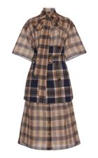 Rokh Corset-accented Cotton-poplin Shirt Dress