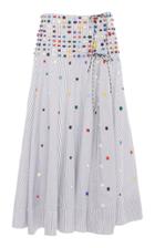 Rosie Assoulin Beaded Striped Cotton-poplin Wrap Skirt