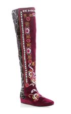 Etro Pony Hair Embroidered Over The Knee Boot