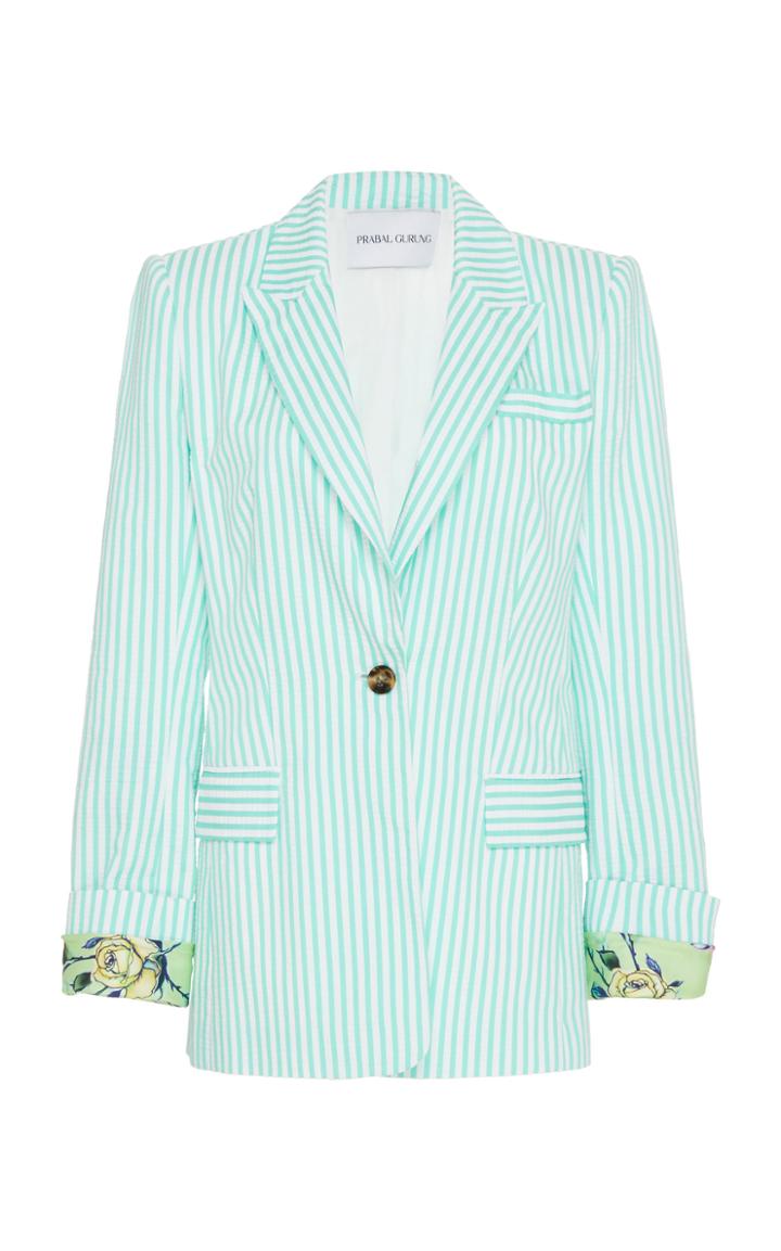 Moda Operandi Prabal Gurung Cotton-blend Seersucker Single-breasted Jacket Size: 00