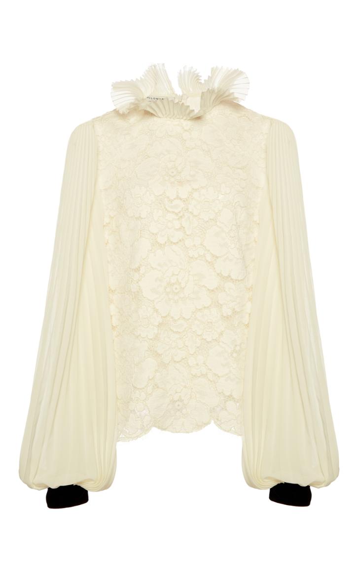 Philosophy Di Lorenzo Serafini Accordian Pleated Lace Blouse