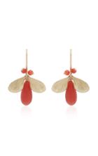 Annette Ferdinandsen Jeweled Bugs 14k Gold And Coral Drop Earrings