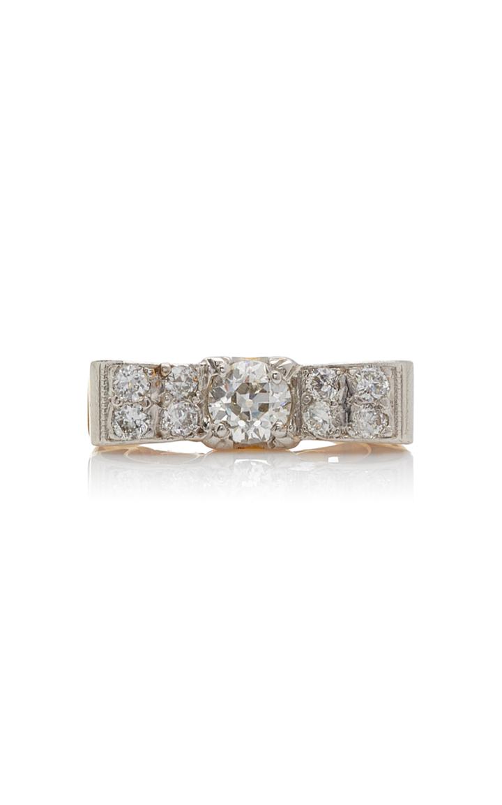 Moda Operandi Stephanie Windsor Retro Platinum Over 18k Yellow Gold Diamond Bow Ring