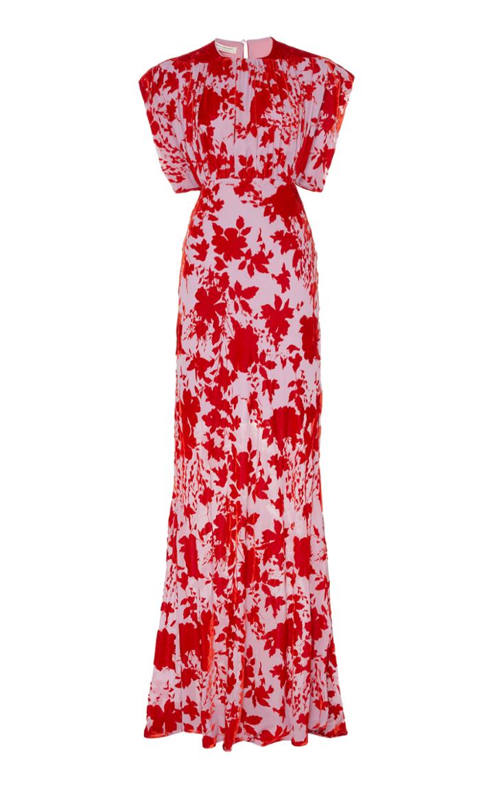 Philosophy Di Lorenzo Serafini Floral-print Devor Velvet Gown