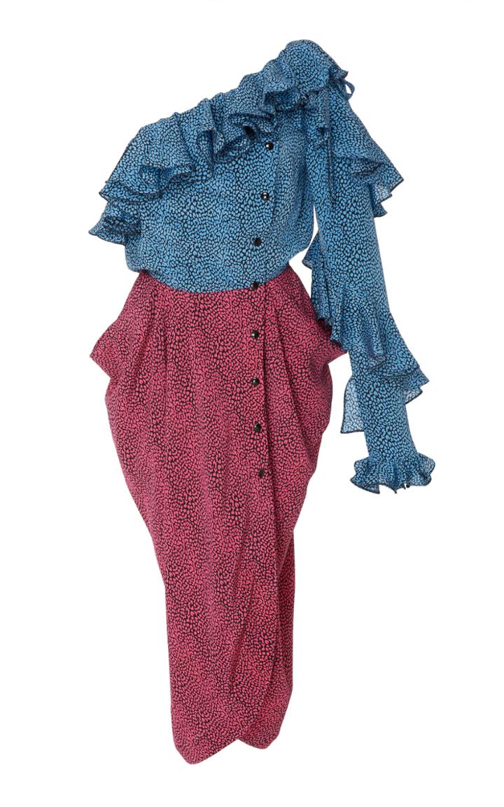 Philosophy Di Lorenzo Serafini Cascading Ruffle Asymmetric Dress