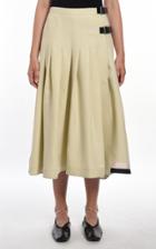 Moda Operandi Jil Sander Silk-blend Pleated Midi Skirt With Buckle Detail