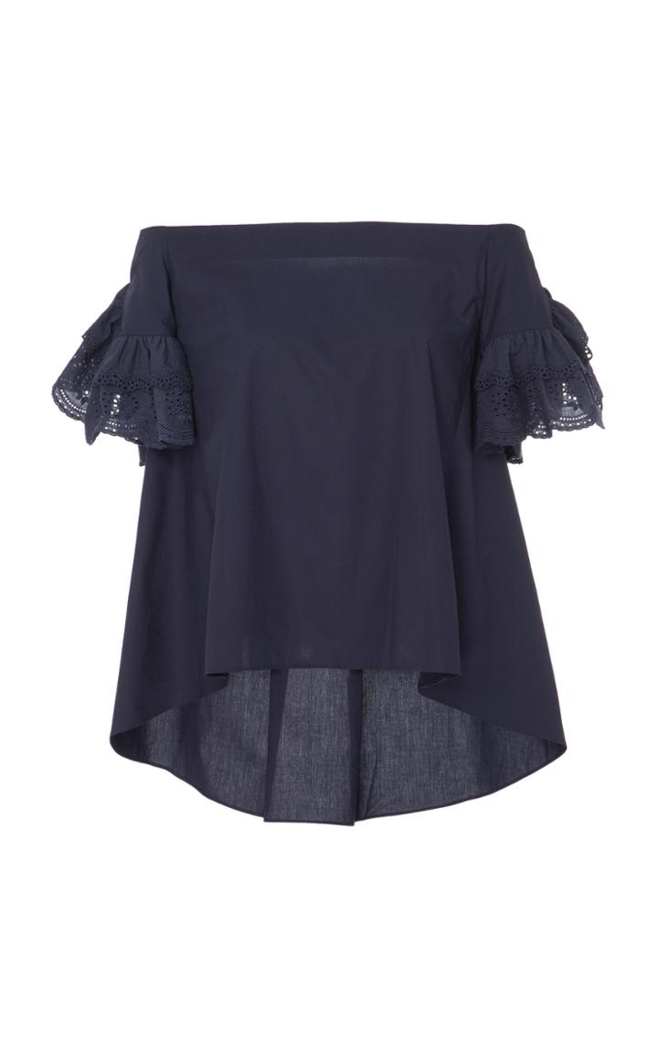 Goen.j Off-the-shoulder Lace Ruffle-trimmed Layered Top