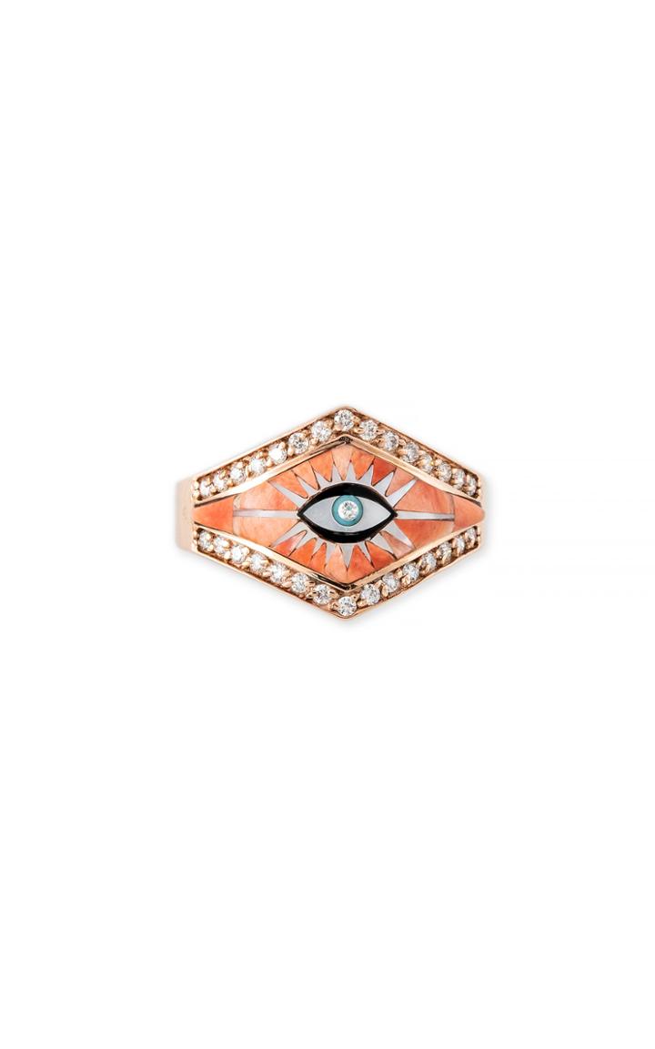 Moda Operandi Jacquie Aiche 14k Rose Gold Double Inlay Eye Burst Ring
