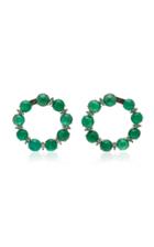 Nina Runsdorf Cabochon Marquise Diamond And Emerald Hoop Earrings