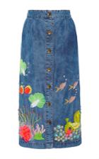 Manish Arora Life Aquatic Hand Embroidered Pencil Skirt