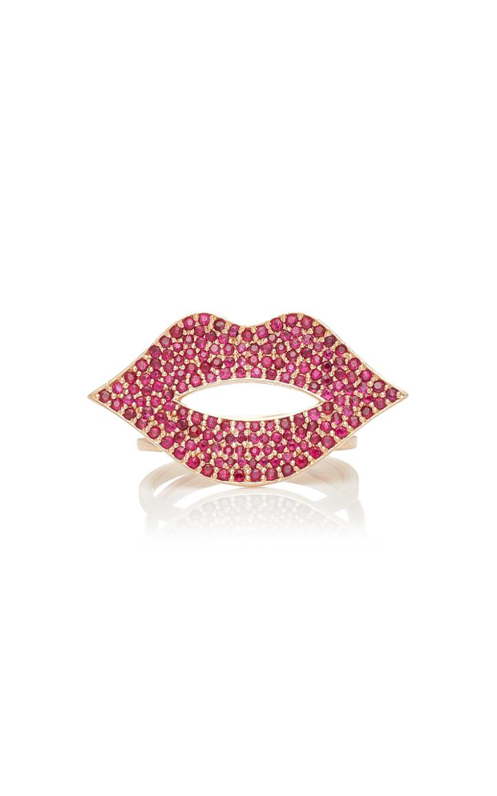 Sydney Evan Large Pave Lips Ring