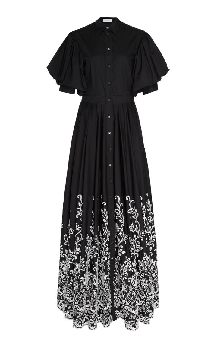 Michael Kors Collection Floral-embroidered Cotton-blend Shirt Dress