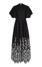 Michael Kors Collection Floral-embroidered Cotton-blend Shirt Dress