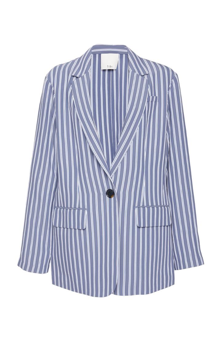 Tibi Stripe Twill Oversized Blazer