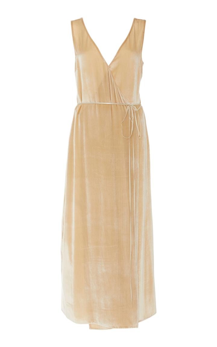 Vince Panne Wrap-effect Velvet Midi Dress